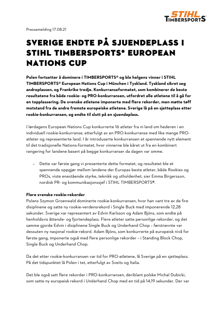 Sverige endte på sjuendeplass i STIHL TIMBERSPORTS® European Nations Cup .pdf