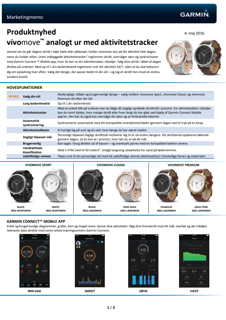 vívomove™ analogt ur med aktivitetstracker