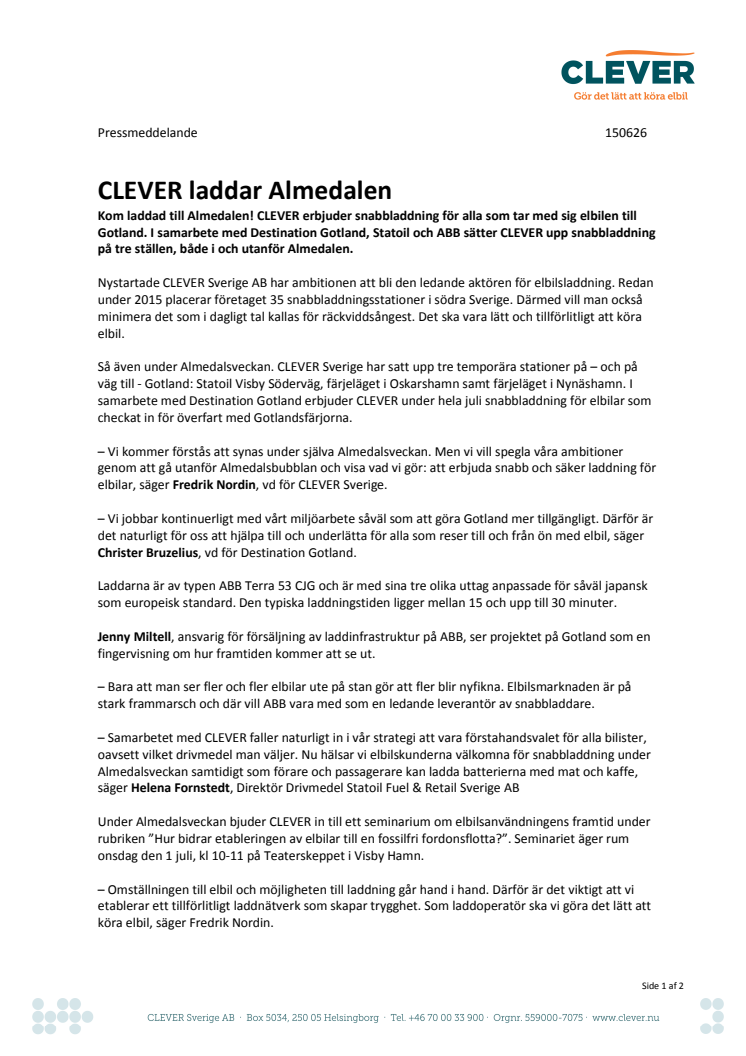 CLEVER laddar Almedalen