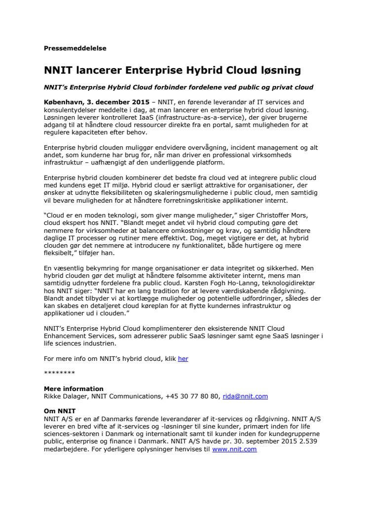NNIT lancerer Enterprise Hybrid Cloud løsning