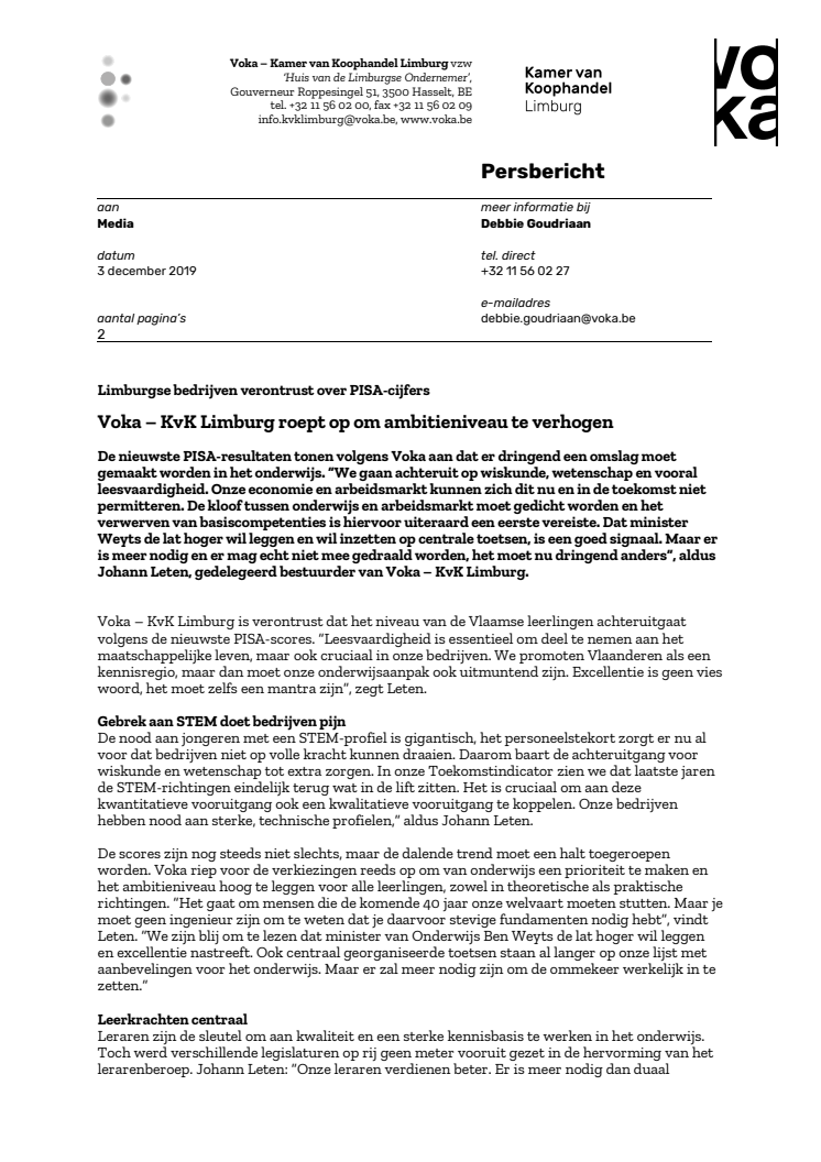 Limburgse bedrijven verontrust over PISA-cijfers