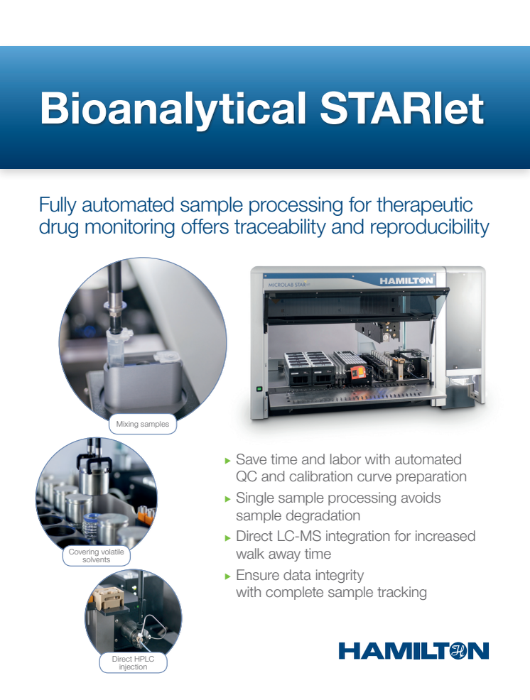 Bioanalytical STARlet; Fully automated sample preparation for LC MS in lockable Flip Tubes 
