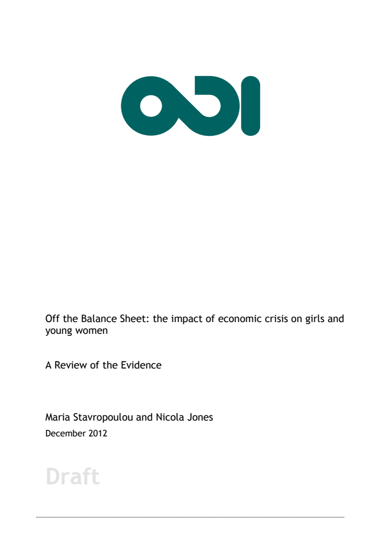 Off the Balance Sheet: the impact of economic crisis on girls and young women