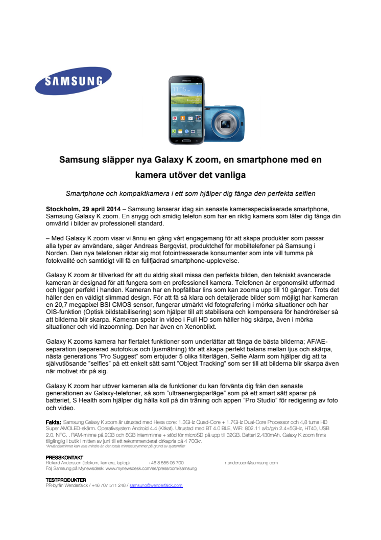 Samsung släpper nya Galaxy K zoom, en smartphone med en kamera utöver det vanliga
