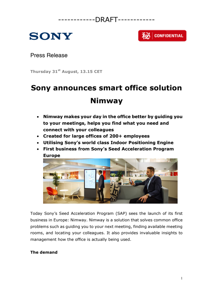 Sony julkistaa Nimway-älytoimistoratkaisun