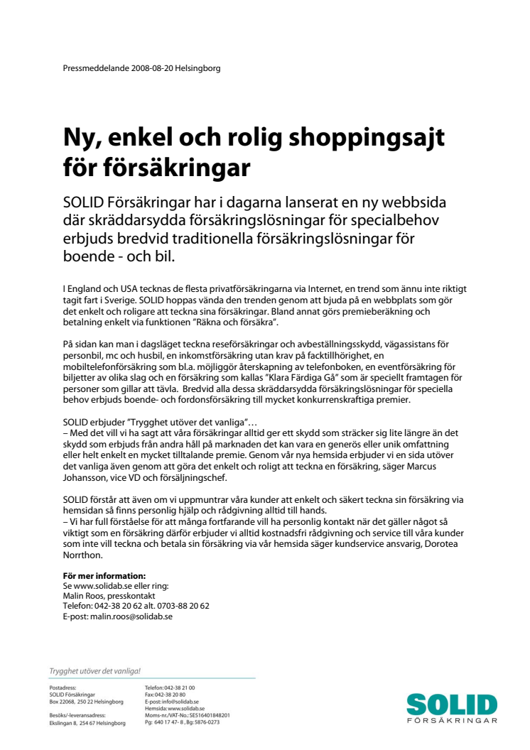 Ny, enkel och rolig shoppingsajt för försäkringar