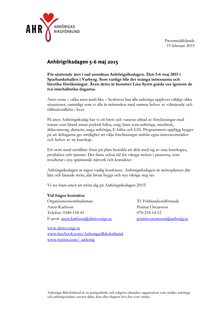 Anhörigriksdagen 2015
