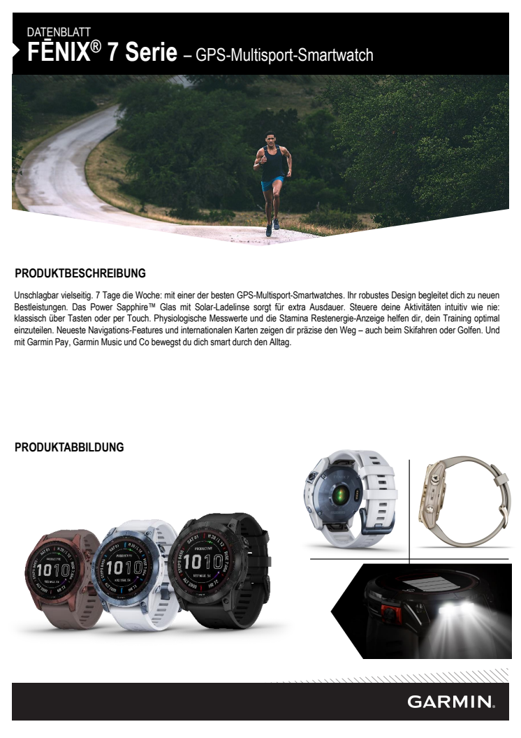 Garmin Datenblatt fēnix 7 Serie FH