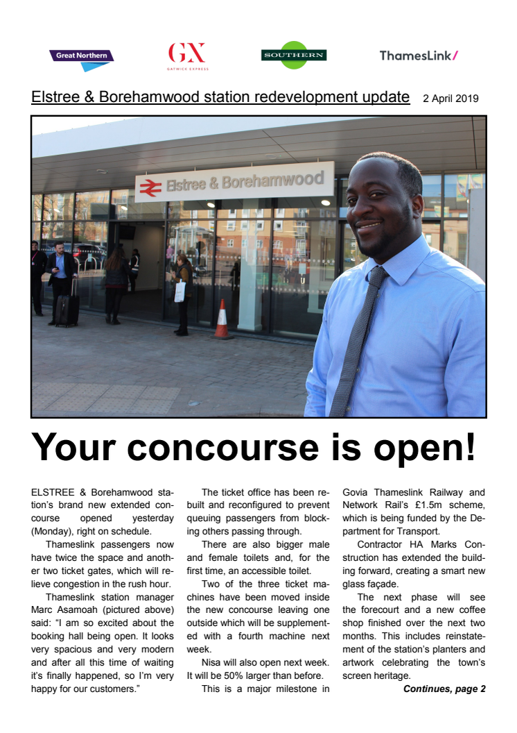 New station concourse opens at Elstree & Borehamwood
