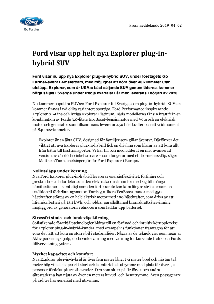 Ford visar upp helt nya Explorer plug-in-hybrid-SUV