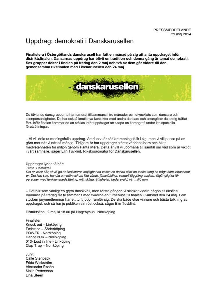 Uppdrag demokrati i Danskarusellens final i Östergötland
