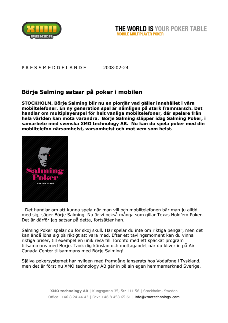 Börje Salming satsar på poker i mobilen