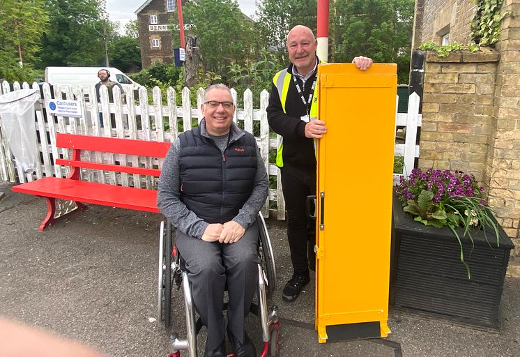 Downham Market - mobile assistance team member John Francis ready to assist passengers including Gio Strawbridge