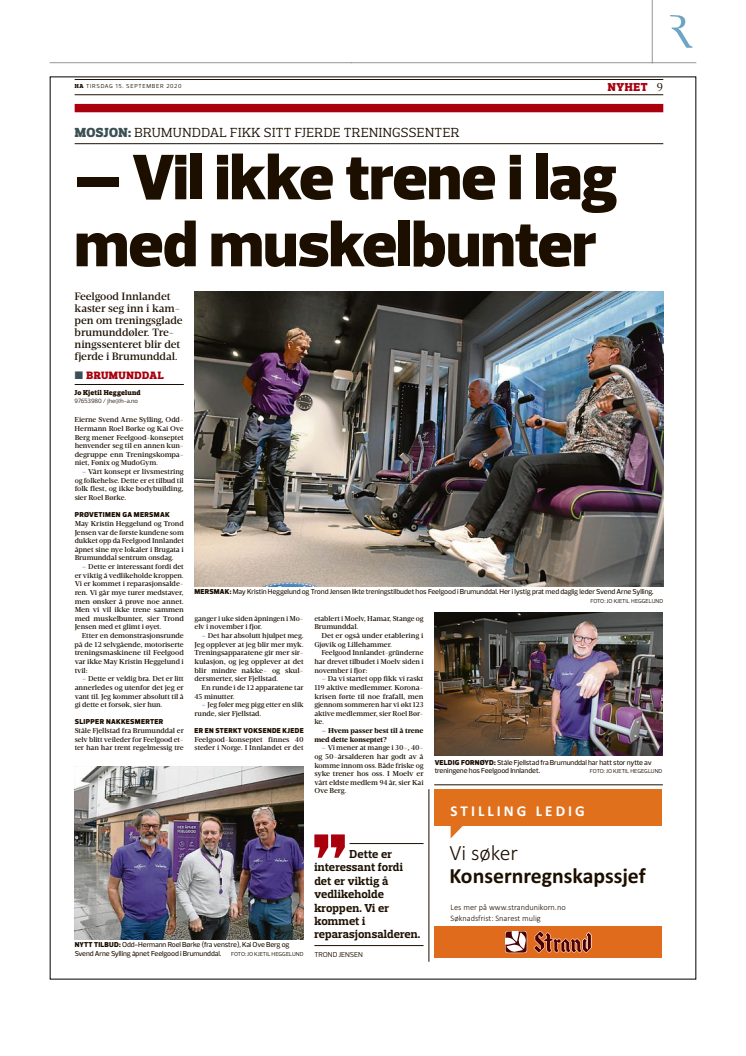 Hamar Arbeiderblad omtaler åpningen av Feelgood Brumunddal