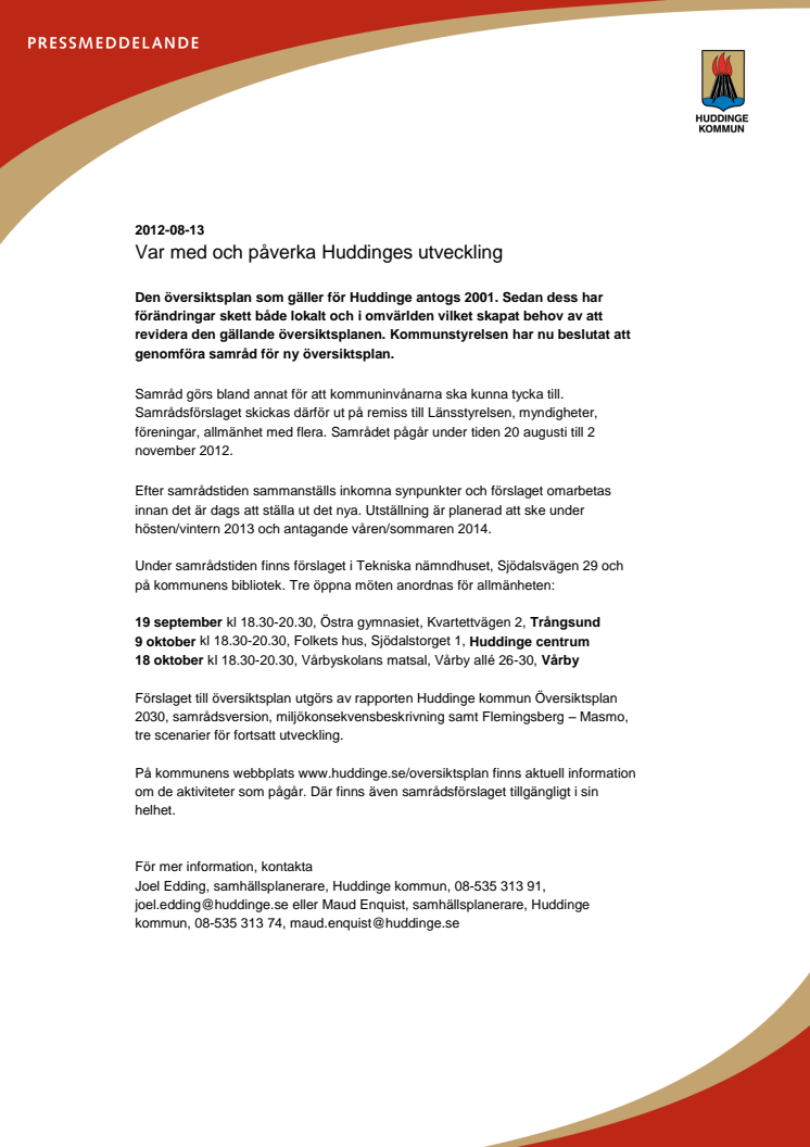 Var med och påverka Huddinges utveckling