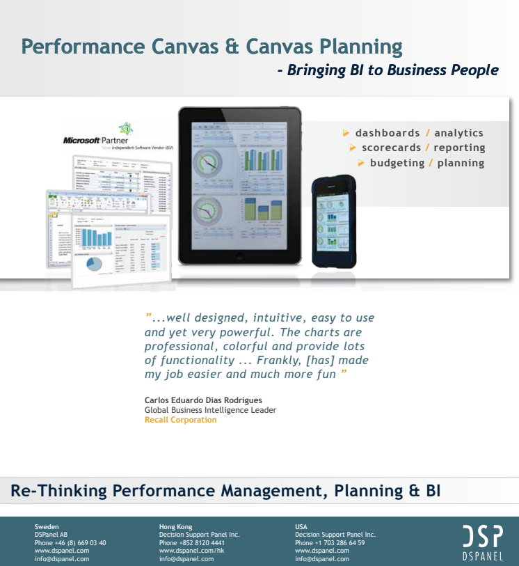 Performance Canvas Product Brochure