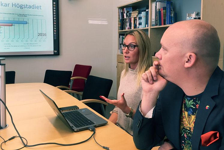 Jenny Andersson, ANDT-strateg, och Andreas Saleskog, politisk samordnare för demokrati och folkhälsa  i Karlshamns kommun.