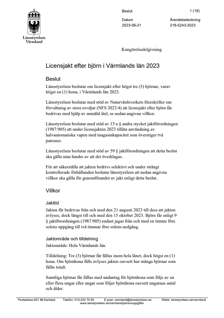 Beslut om licensjakt efter björn i Värmlands län 2023(25344383).pdf