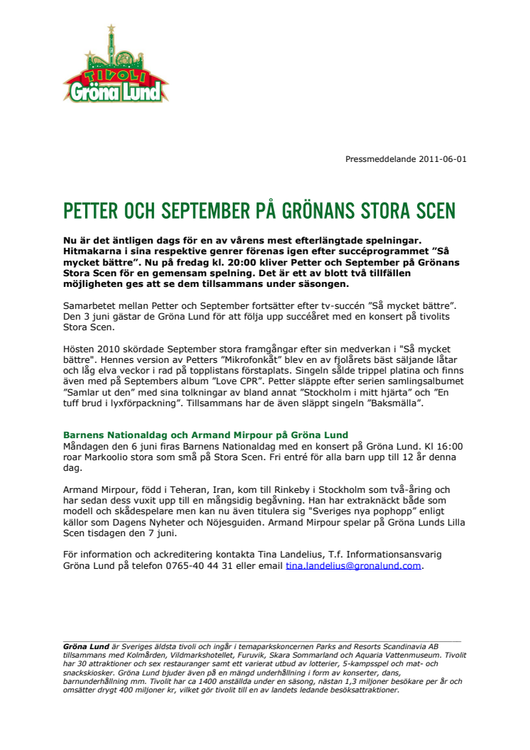 Petter och September på Grönans Stora Scen