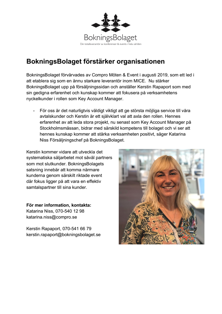 BokningsBolaget förstärker organisationen