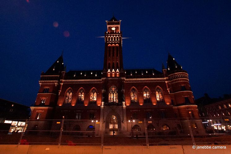 Rådhusets nya belysning: Foto Jan Ebbesson 