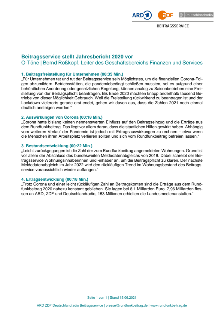 O-Töne zum Jahresbericht 2020 - Transkript