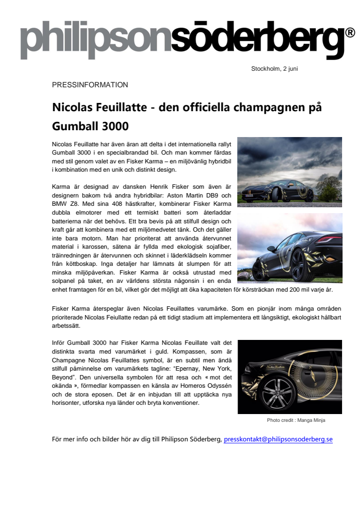 Nicolas Feuillatte - den officiella champagnen på Gumball 3000