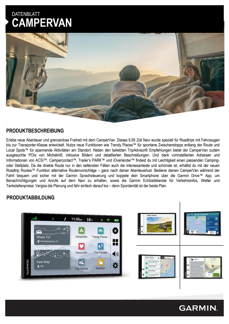 Datenblatt Garmin CamperVan