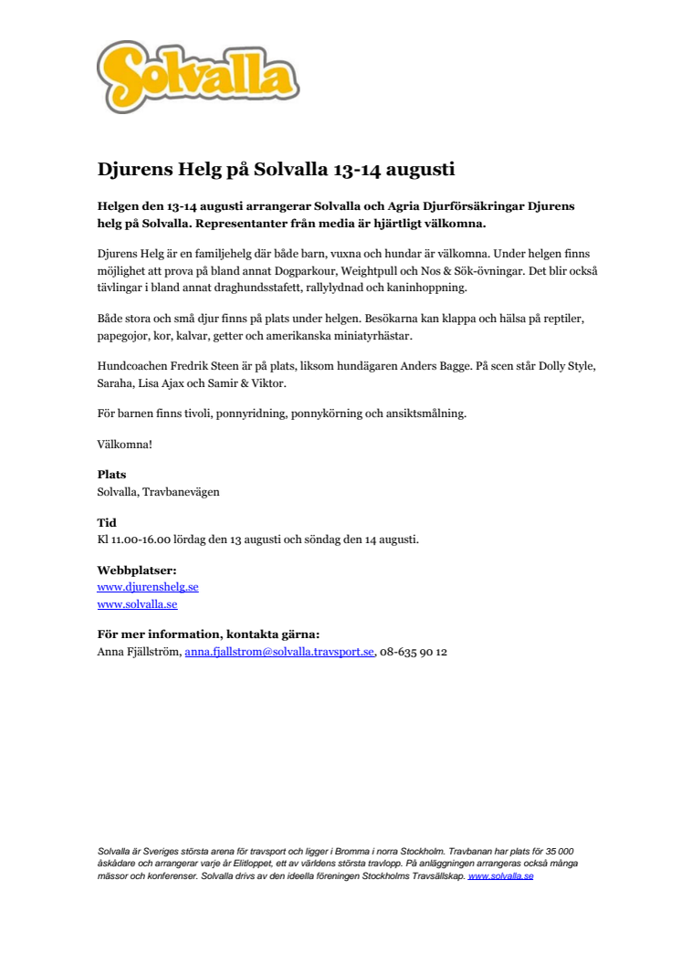 ​Djurens Helg på Solvalla 13-14 augusti