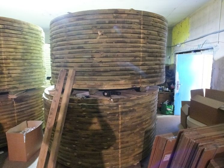 Illicit cigarettes hidden inside wooden cable drum discs