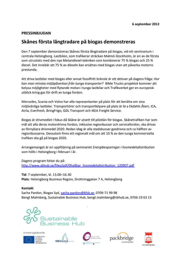 Skånes första långtradare på biogas demonstreras