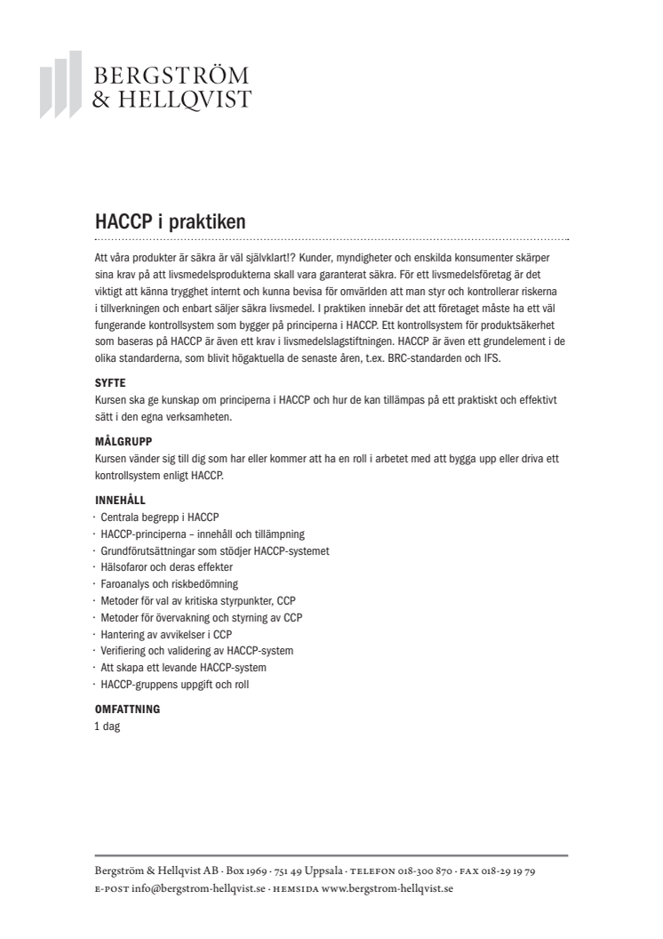 HACCP i praktiken