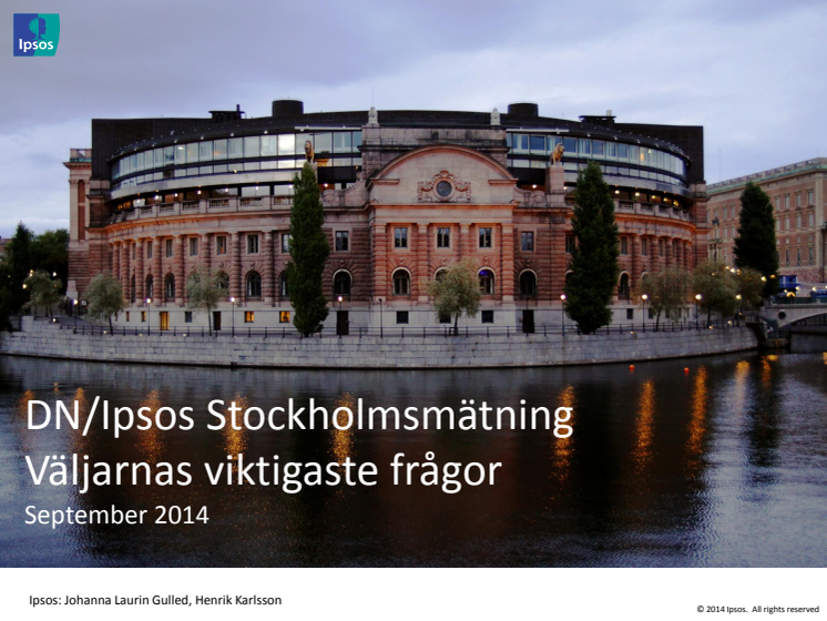 DN/Ipsos Stockholmsmätning september 2014 - Väljarnas viktigaste frågor 