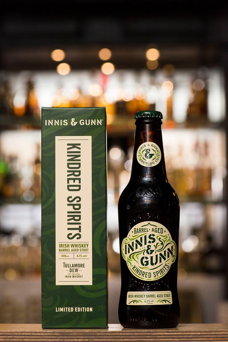 Innis & Gunn Kindred Spririts - Irish whiskey barrel aged stout-bottle and box
