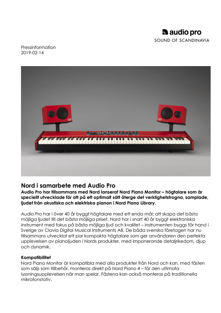 Nord i samarbete med Audio Pro