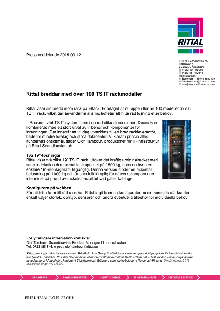 Rittal breddar med över 100 TS IT rackmodeller