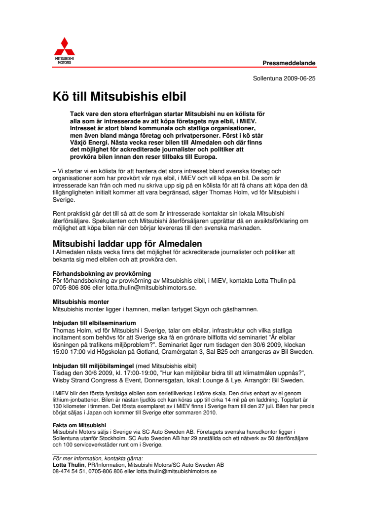 Kö till Mitsubishis elbil