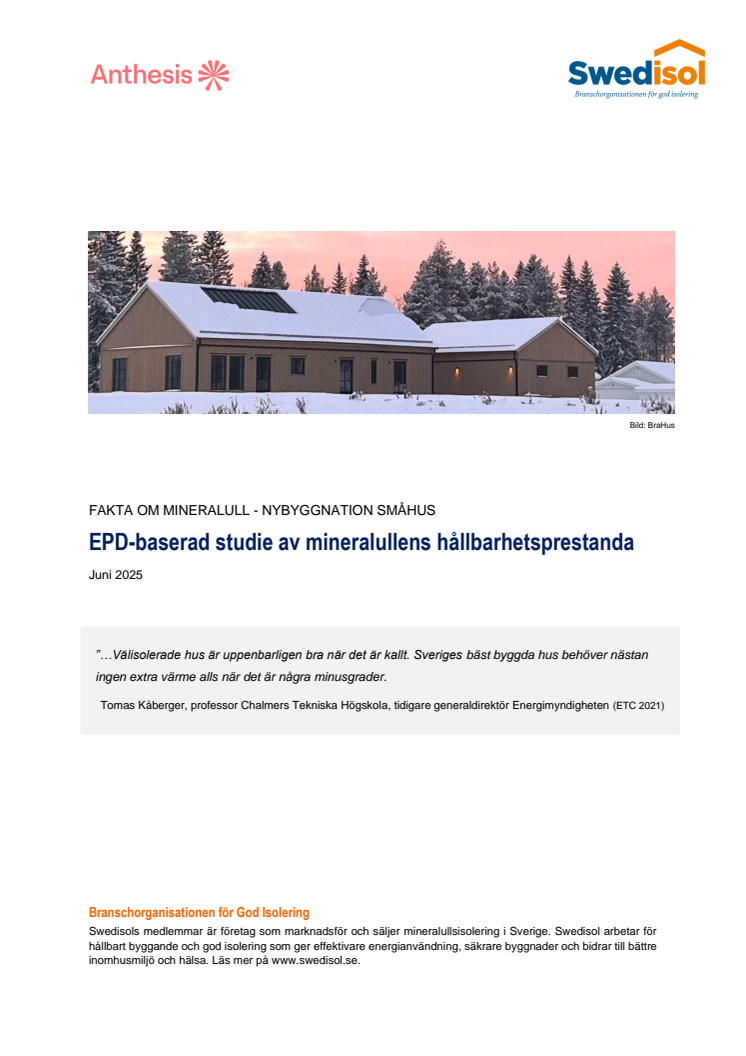 Rapport - Isolering av nybyggda småhus