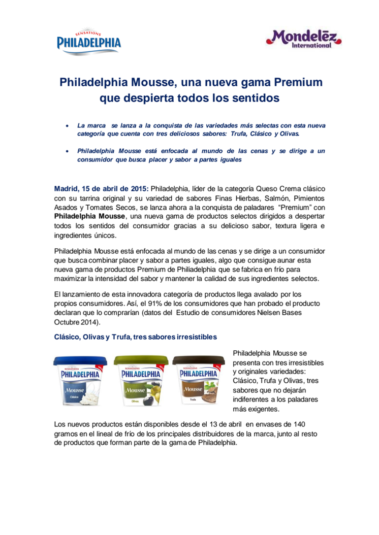  Philadelphia Mousse, una nueva gama Premium que despierta todos los sentidos