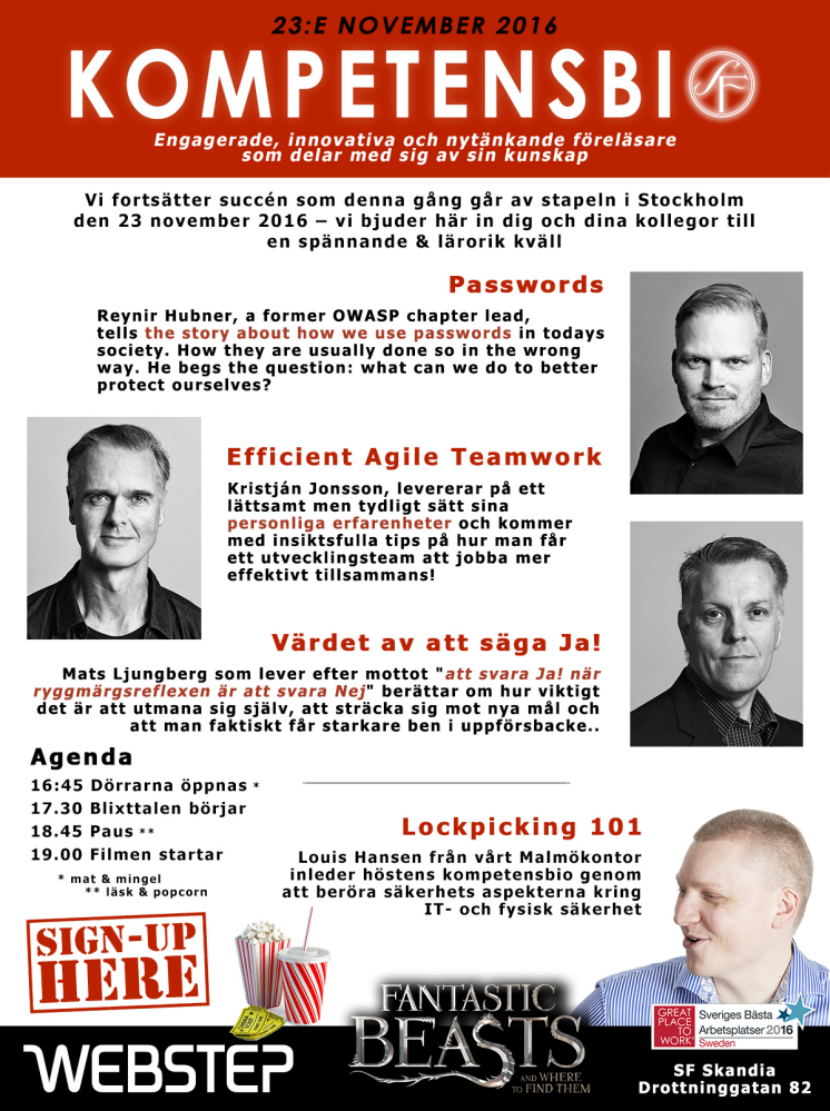 Kompetensbio den 23 november, i Stockholm. Ett gratis kompetensforum av och med Webstep!