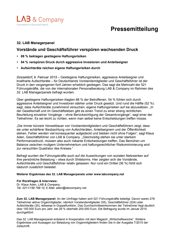 Der Druck auf Vorstände und Geschäftsführer wächst