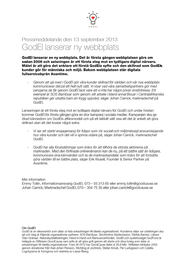 GodEl lanserar ny webbplats 