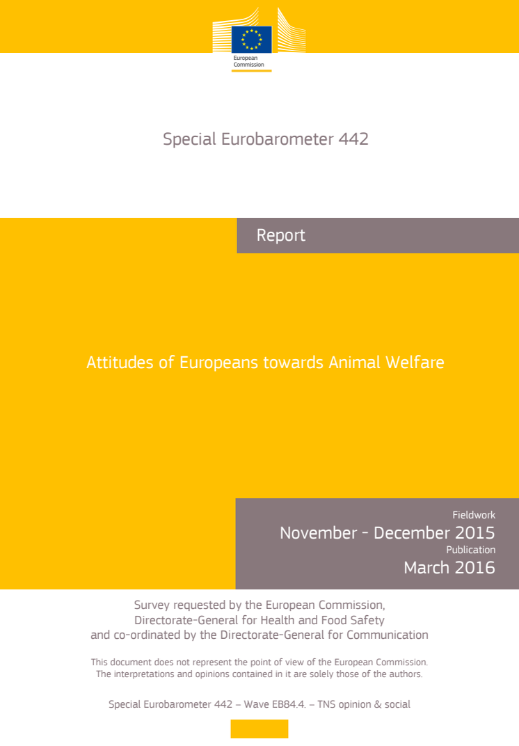 Eurobarometer 442 Attitudes of Europeans towards Animal Welfare