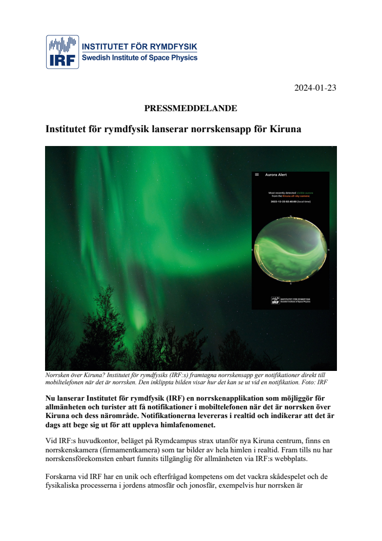 Pressmeddelande_Institutet för rymdfysik lanserar norrskensapp för Kiruna.pdf
