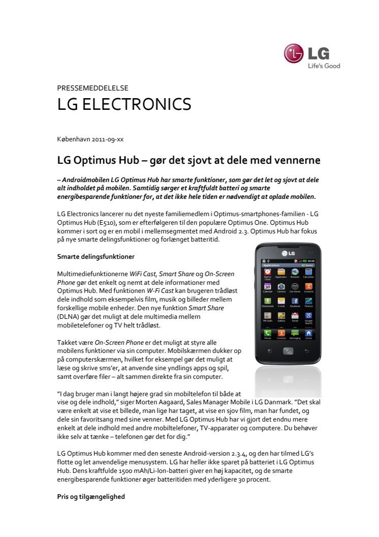 LG Optimus Hub – gør det sjovt at dele med vennerne