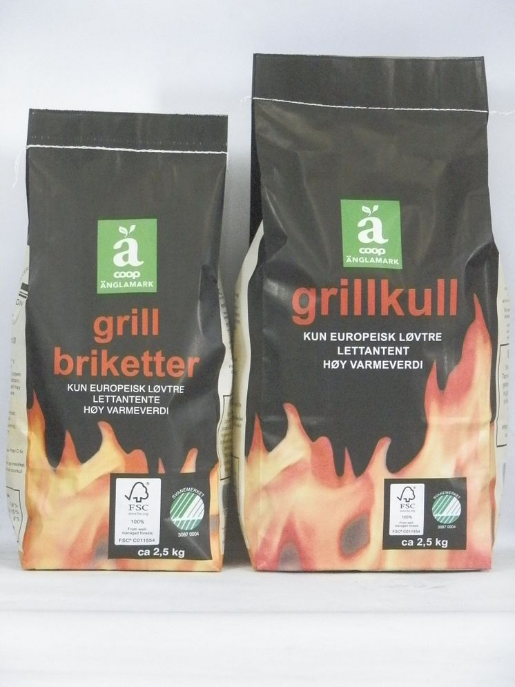 Svanemerket grillkull og grillbriketter fra Coop