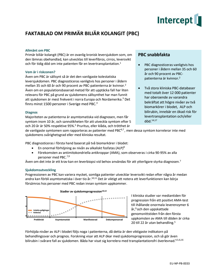 FAKTABLAD OM PRIMÄR BILIÄR KOLANGIT (PBC) 