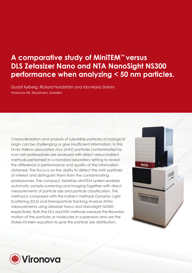 A comparative study of MiniTEM™ versus DLS Zetasizer Nano and NTA NanoSight NS300  (white paper)