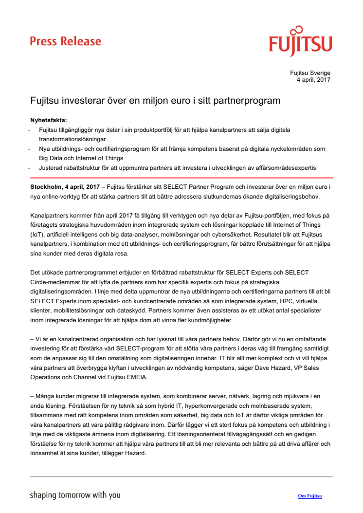 Fujitsu investerar över en miljon euro i sitt partnerprogram 