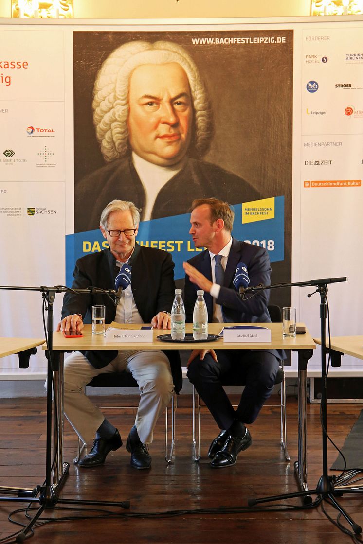 Bachfest Leipzig 2018 - Sir John Eliot Gardiner und Dr. Michael Maul bei der Diskussion